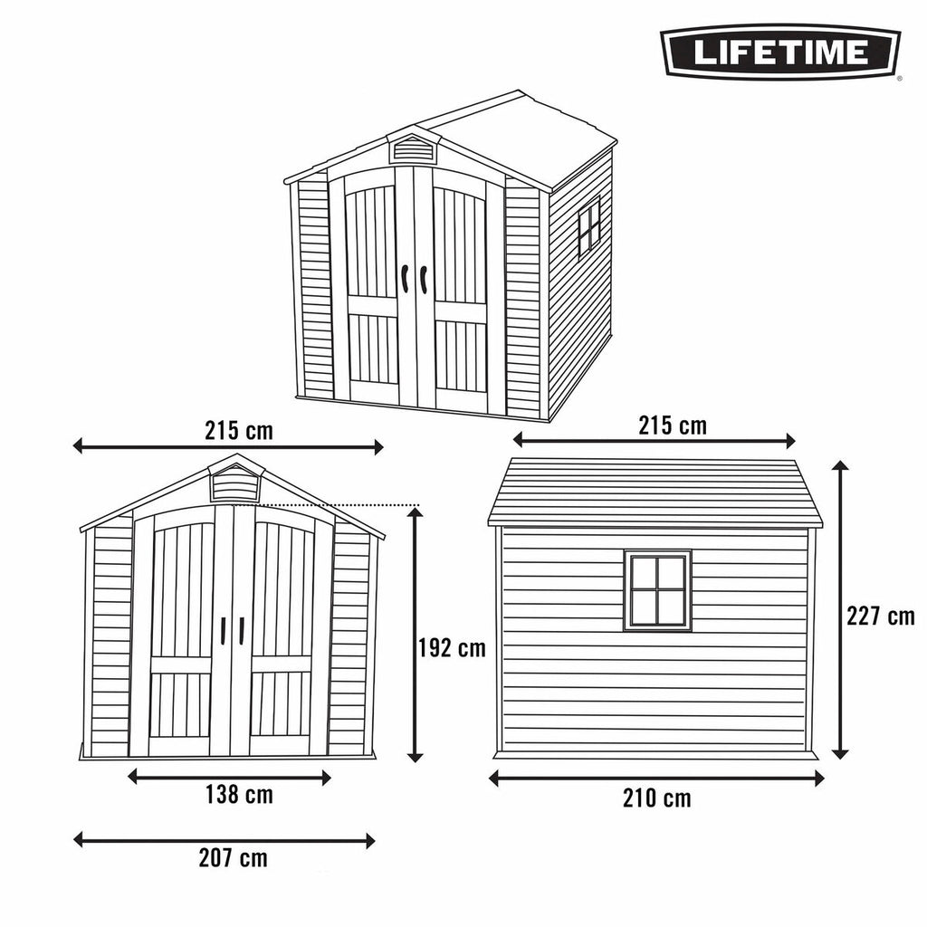 Cabane Lifetime 215 x 227 x 215 cm Gris
