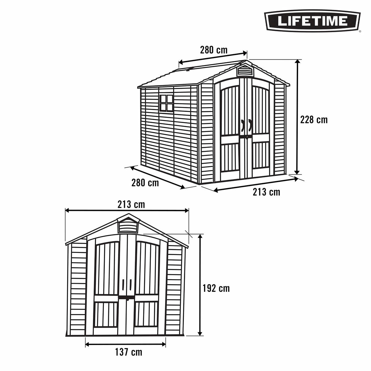 Cabane Lifetime 213 x 228 x 280 cm Gris