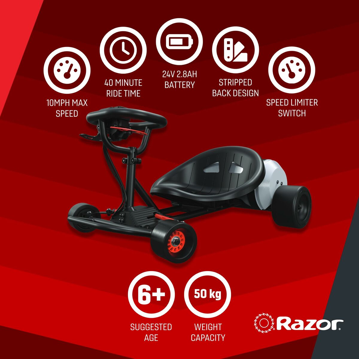 Voiture électrique pour enfants Razor 845423026622 Noir Rouge