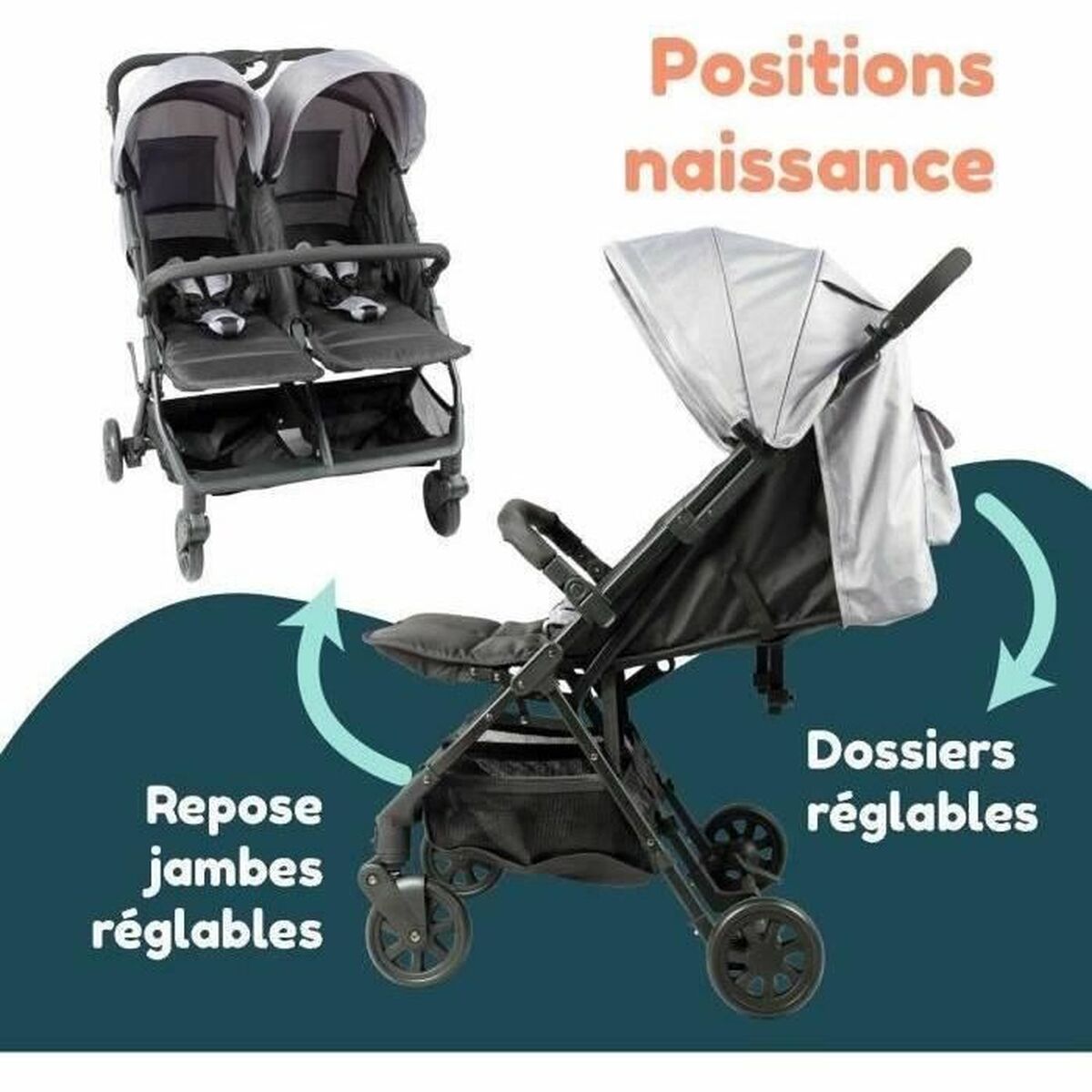 Poussette pour bébé Bambisol Gris
