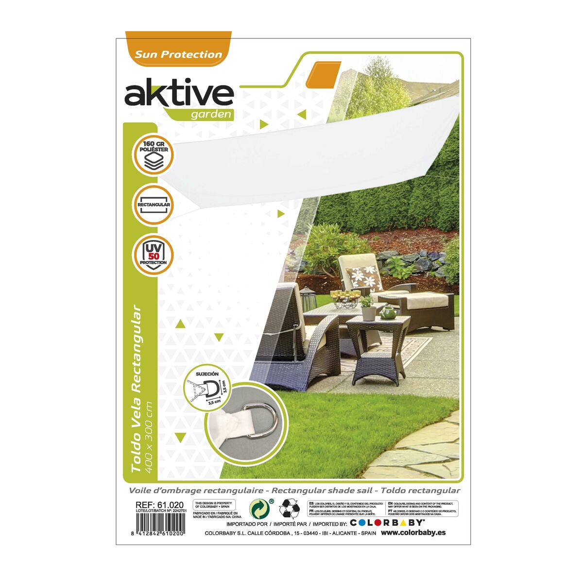 Voiles d'ombrage Aktive Triangulaire Blanc 300 x 400 cm (4 Unités)