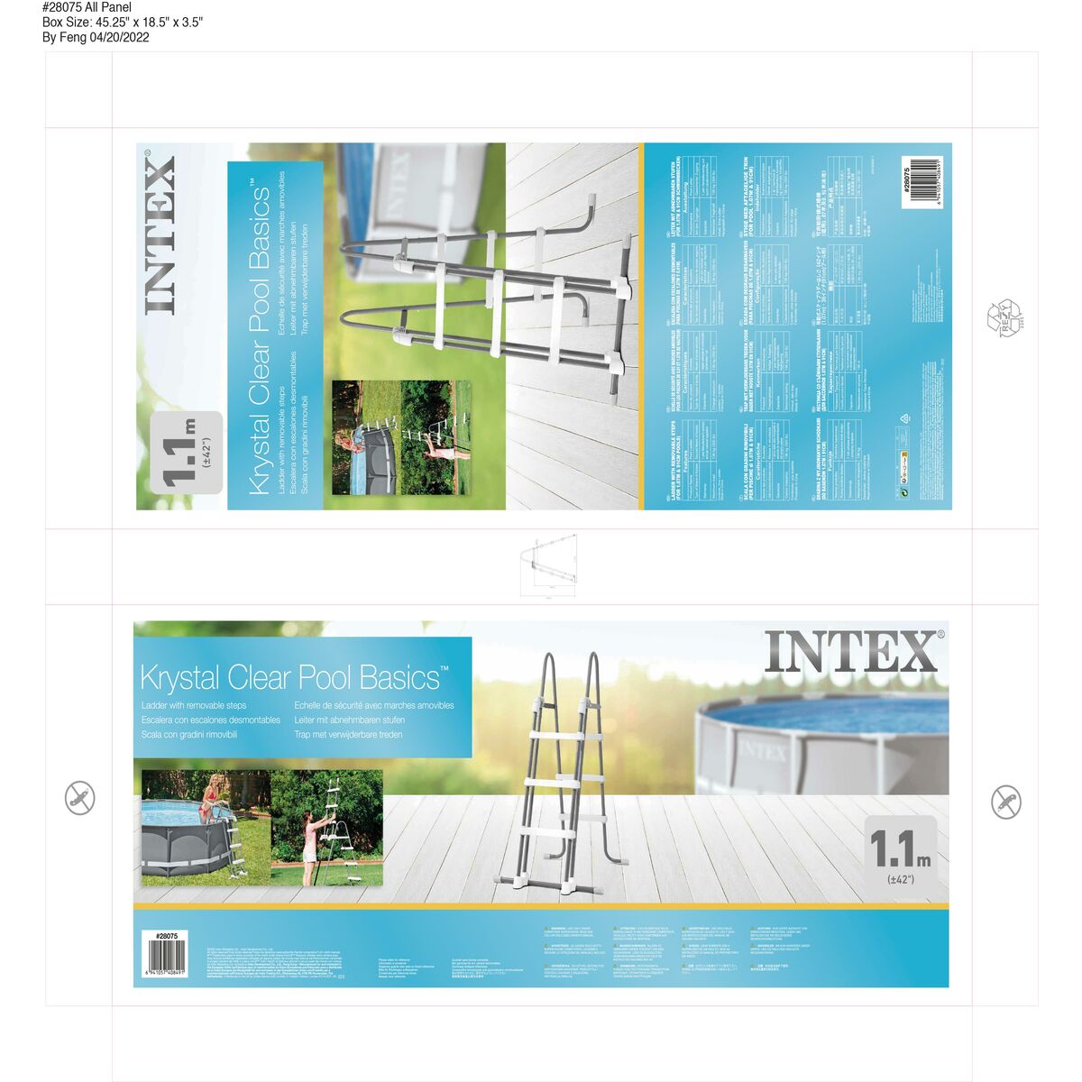 Escalier pour piscine Intex 3 Unités 107 cm