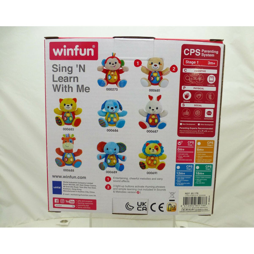 Peluche sonore Winfun Eléphant 17 x 17,5 x 10 cm (6 Unités)