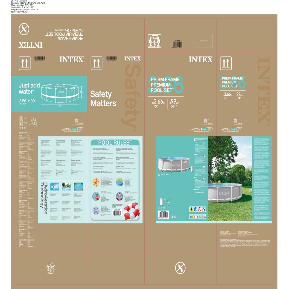 Piscine Démontable Intex Prism Frame 366 x 99 x 366 cm 366 x 99 cm 8592 l