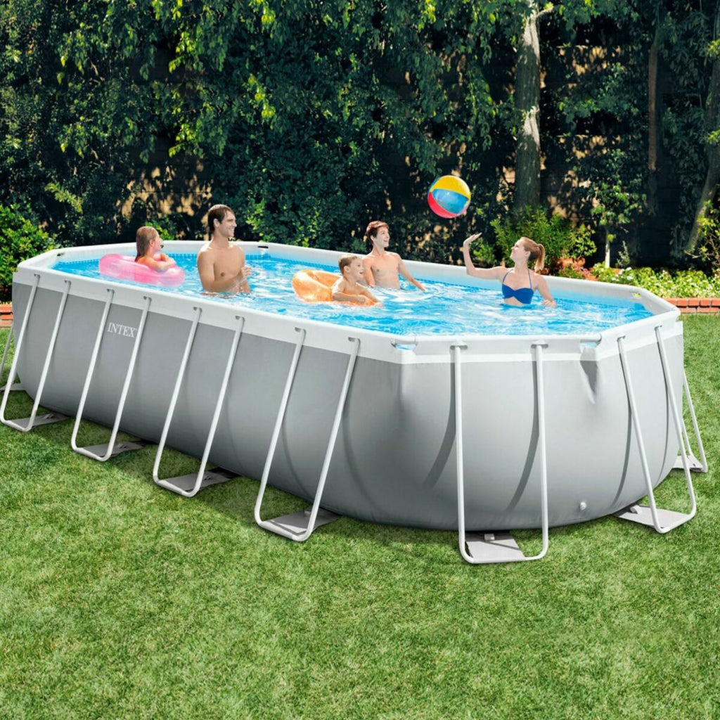 Piscine Démontable Intex Prism Frame 610 x 122 x 305 cm 610 x 305 x 122 cm 18.202 l Gris Ovale