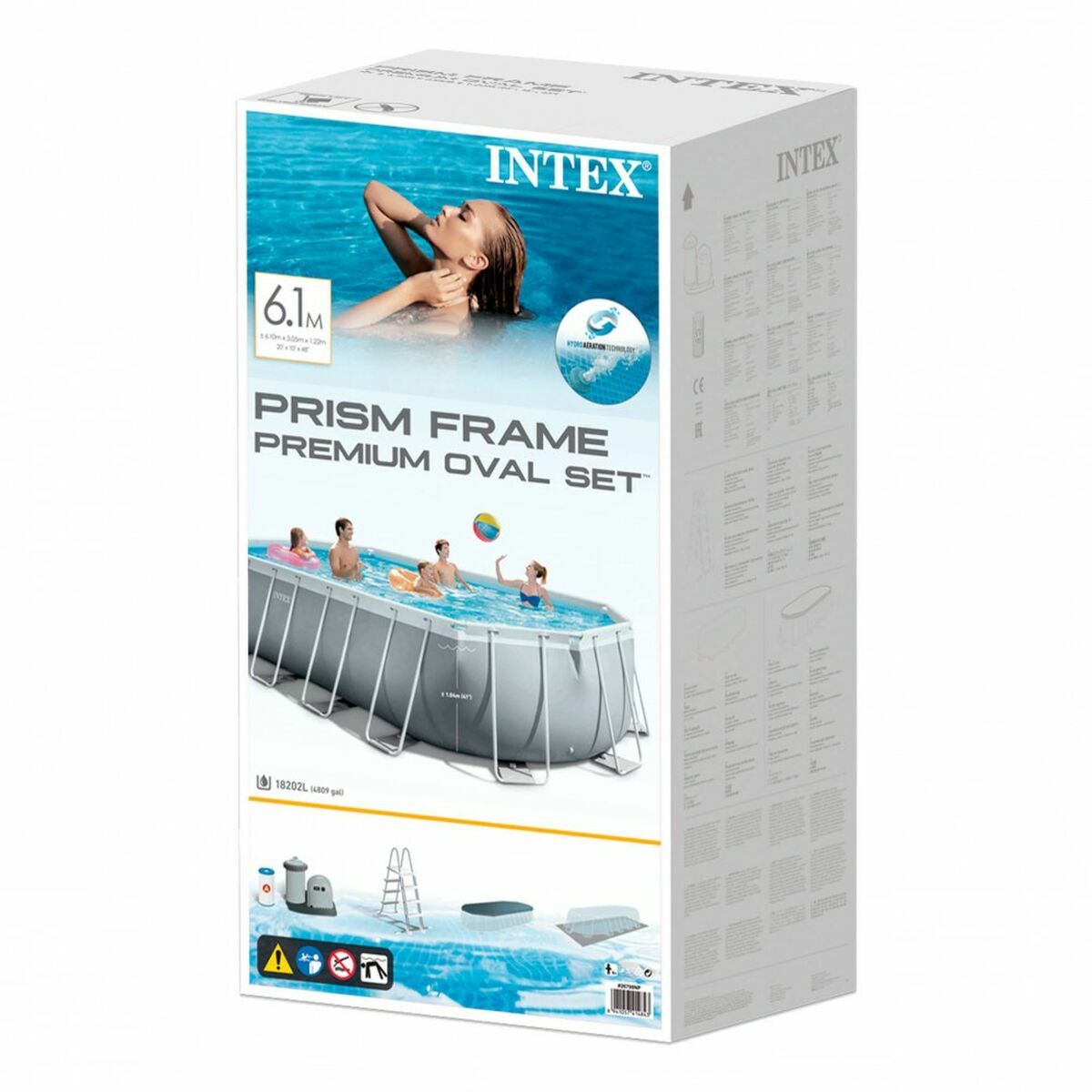 Piscine Démontable Intex Prism Frame 610 x 122 x 305 cm 610 x 305 x 122 cm 18.202 l Gris Ovale