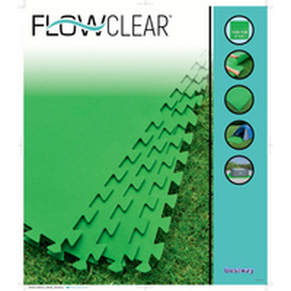 Bestway Sol de Piscine en Mousse Vert 9 Pièces 78x78 cm Jardin 58636
