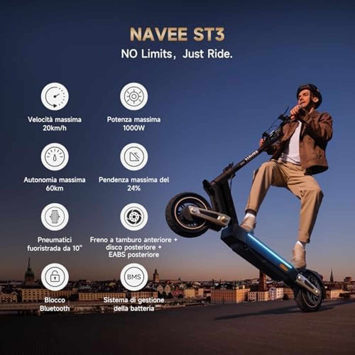 Trottinette Électrique Navee SNAVST3 Noir 25 km/h