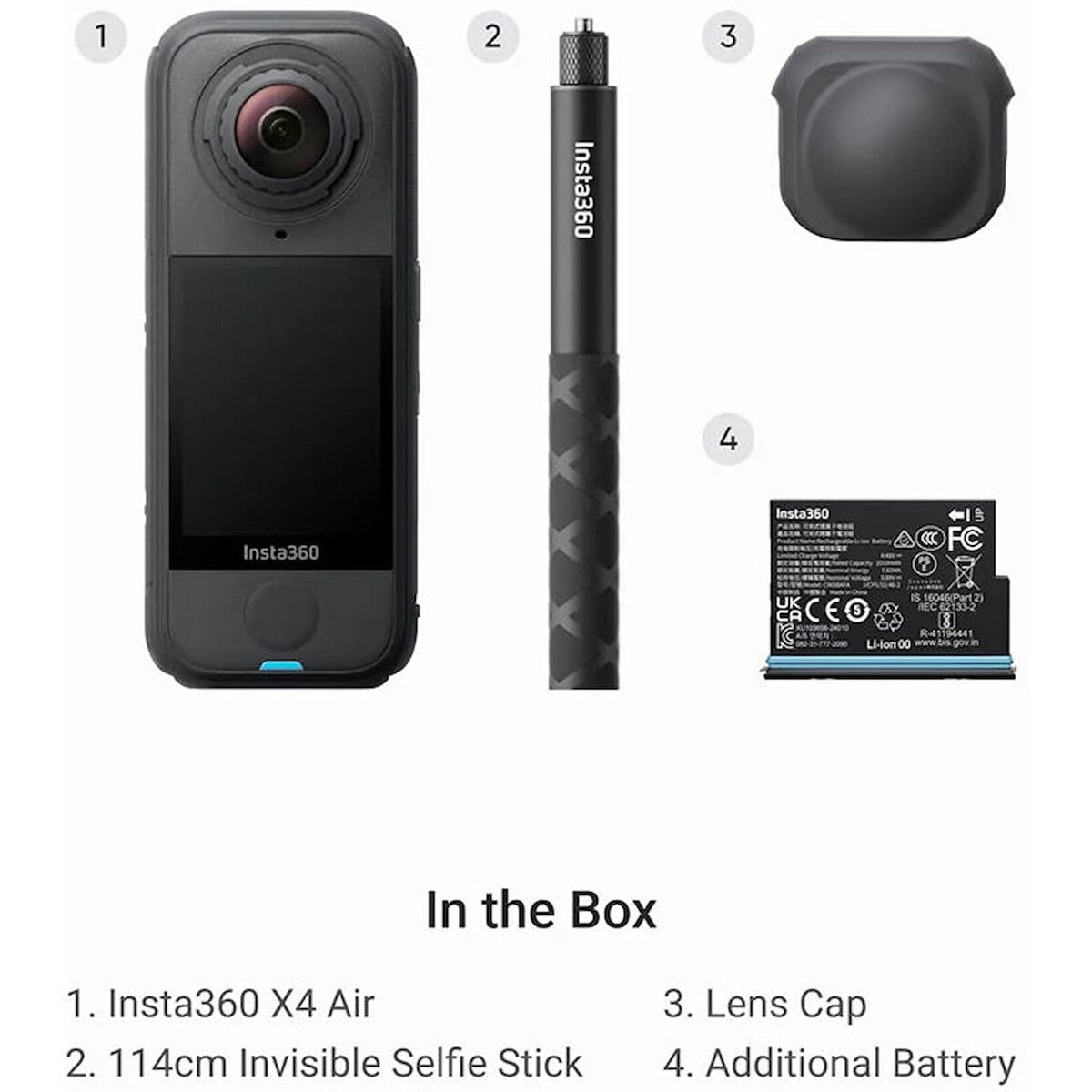 Caméra de sport Insta360 X4 AIR Noir 2,5"