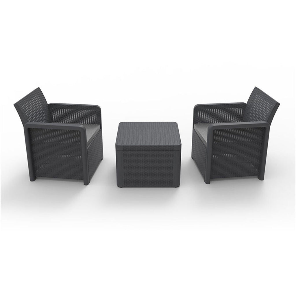 Ensemble Table avec 2 Sièges Shaf Anthracite 57 X 57 X 42 CM (3 Pièces)
