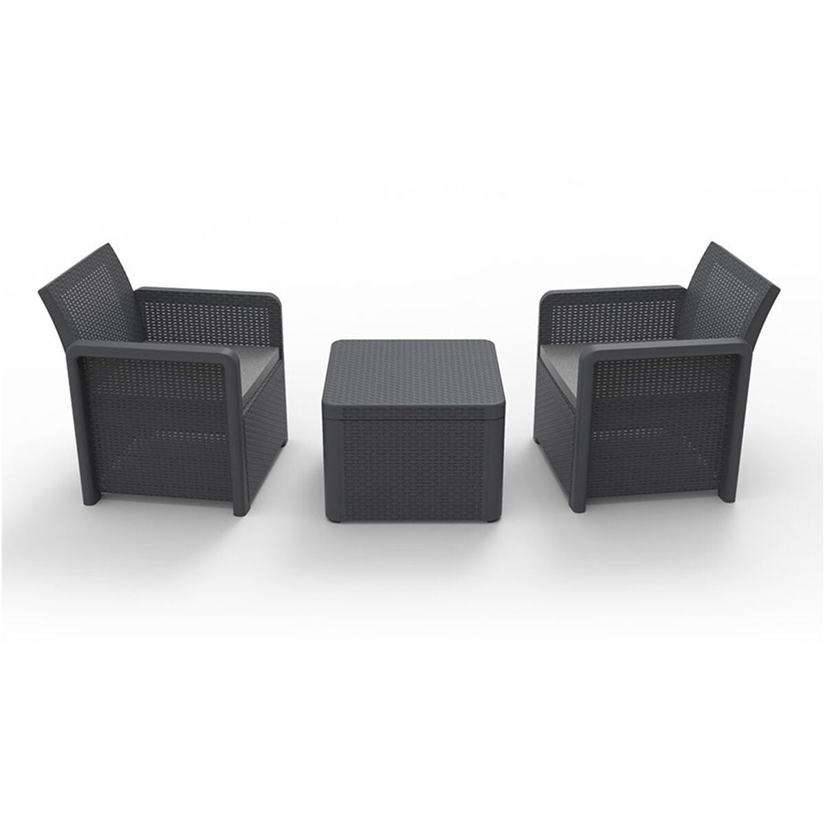 Ensemble Table avec 2 Sièges Shaf Anthracite 57 X 57 X 42 CM (3 Pièces)