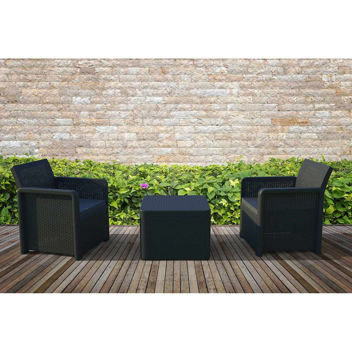 Ensemble Table avec 2 Sièges Shaf Anthracite 57 X 57 X 42 CM (3 Pièces)