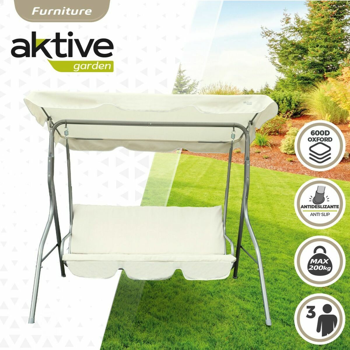 Balancelle Aktive 3 places Ivoire 180 x 107 x 160 cm