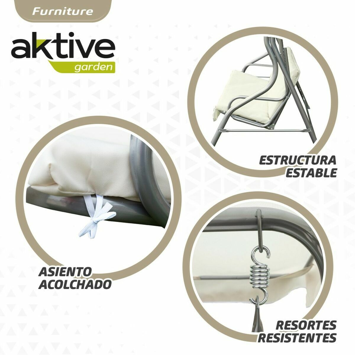 Balancelle Aktive 3 places Ivoire 180 x 107 x 160 cm