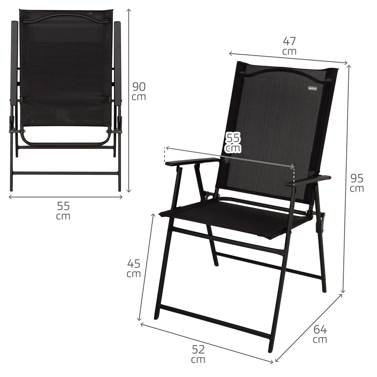 Ensemble Table + 2 Chaises Aktive 75 x 70 x 75 cm (3 Pièces)