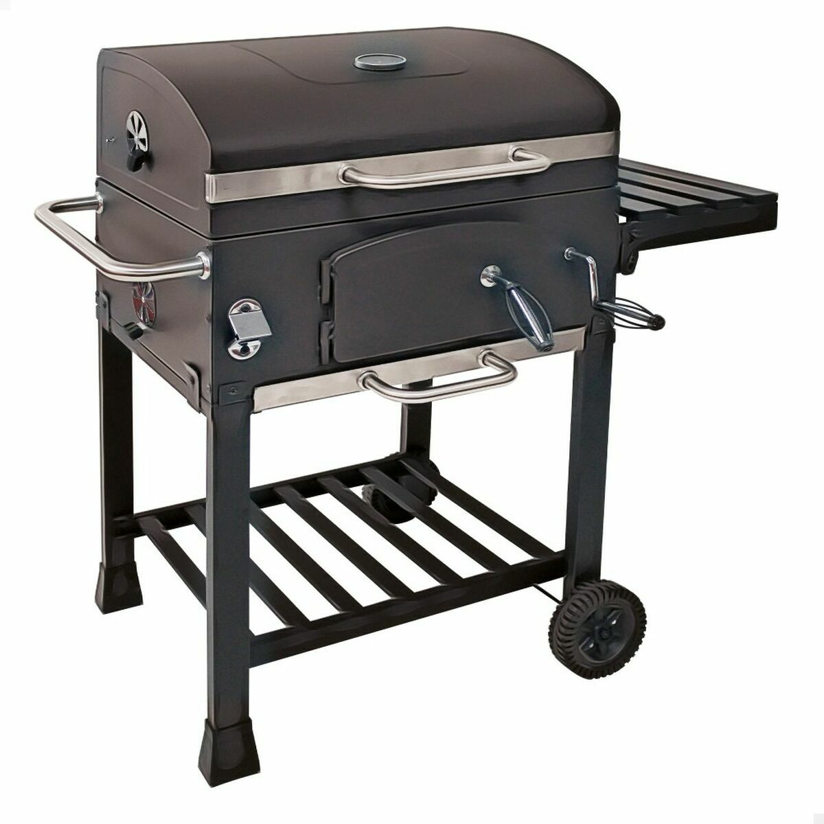 Barbecue à Charbon avec Couvercle et Roulettes Aktive 102 x 65 x 104 cm