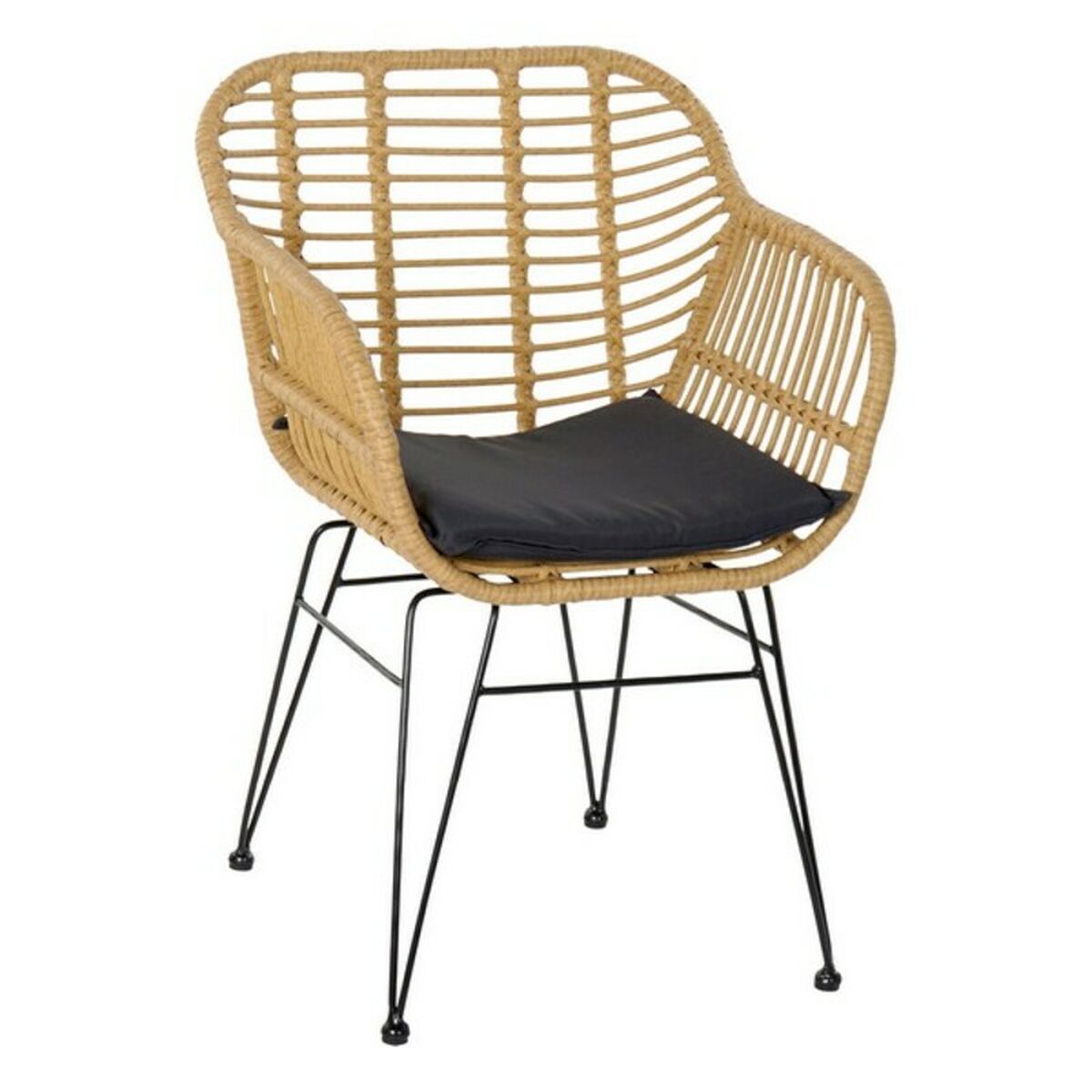 Ensemble Table + 2 Chaises DKD Home Decor Noir Naturel Marron Clair 56 x 57,5 x 82 cm