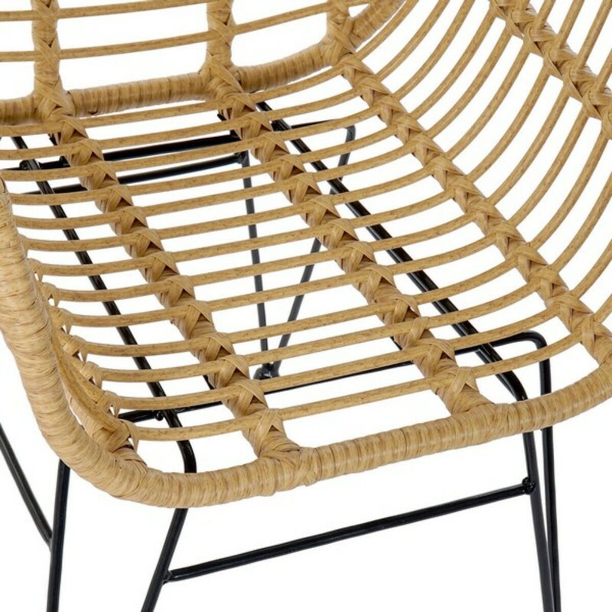 Ensemble Table + 2 Chaises DKD Home Decor Noir Naturel Marron Clair 56 x 57,5 x 82 cm