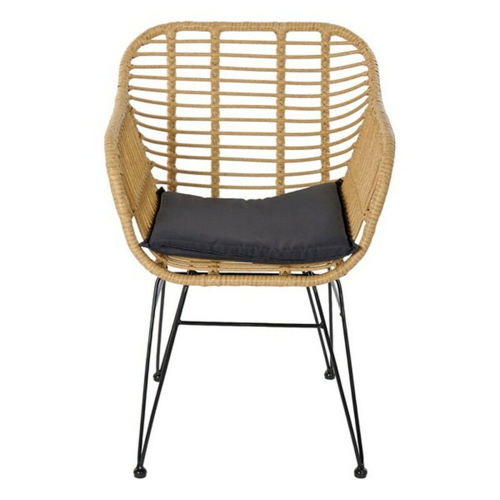 Ensemble Table + 2 Chaises DKD Home Decor Noir Naturel Marron Clair 56 x 57,5 x 82 cm
