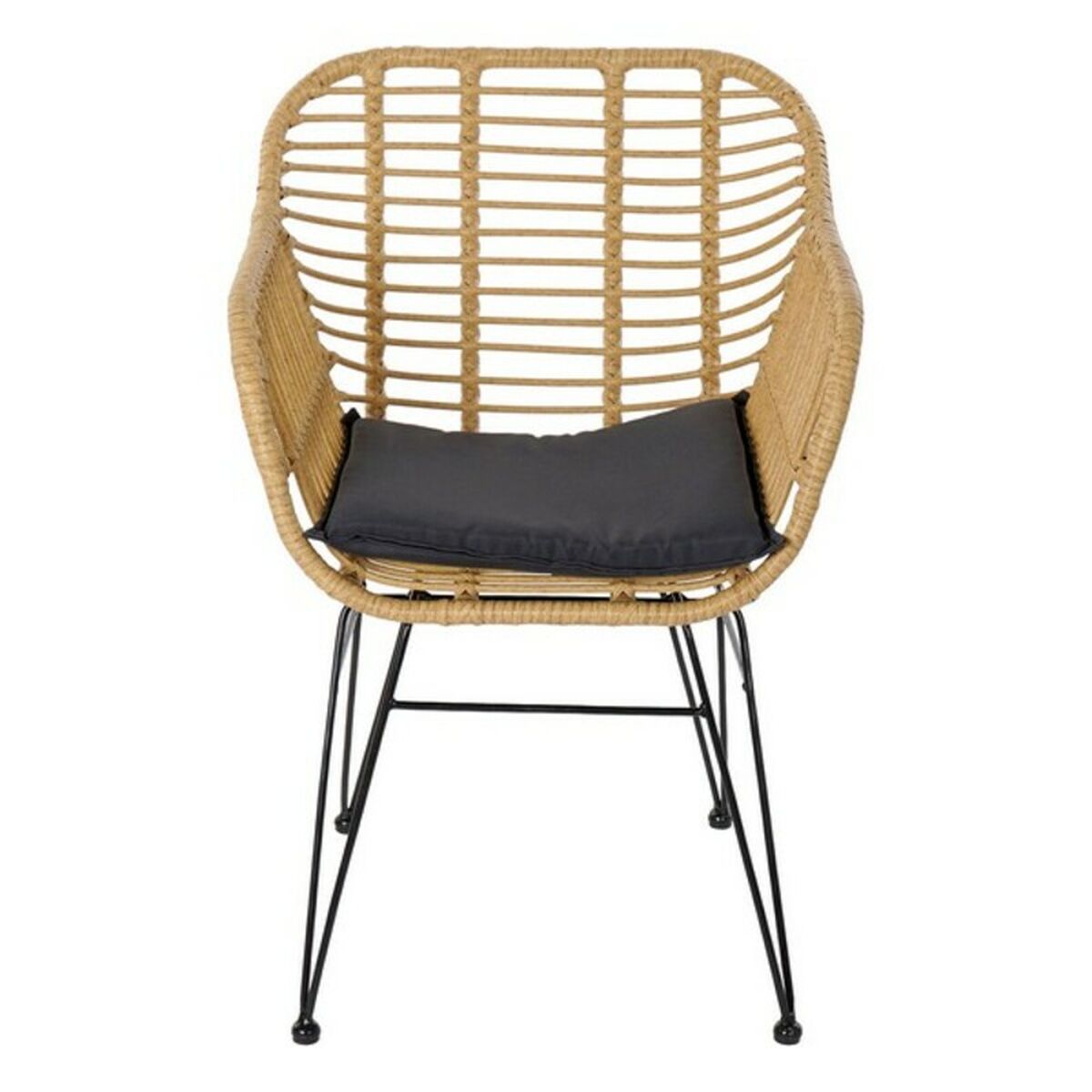 Ensemble Table + 2 Chaises DKD Home Decor Noir Naturel Marron Clair 56 x 57,5 x 82 cm
