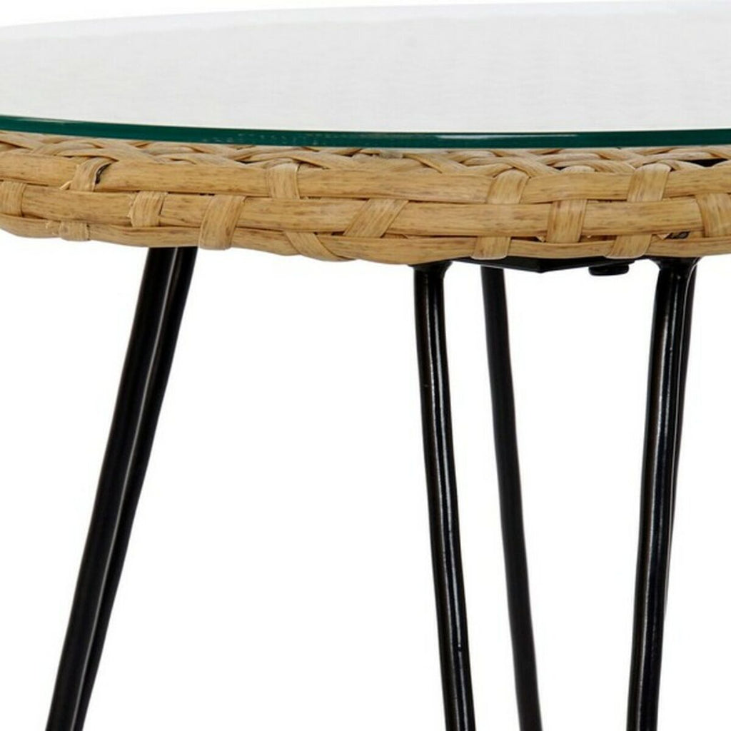 Ensemble Table + 2 Chaises DKD Home Decor Noir Naturel Marron Clair 56 x 57,5 x 82 cm