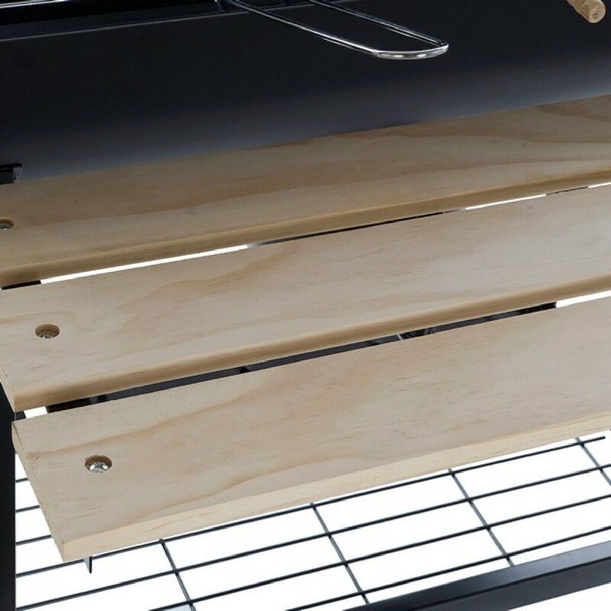 Barbecue à Charbon avec Couvercle et Roulettes DKD Home Decor Noir Naturel Bois Métal Acier 108 x 71 x 103 cm