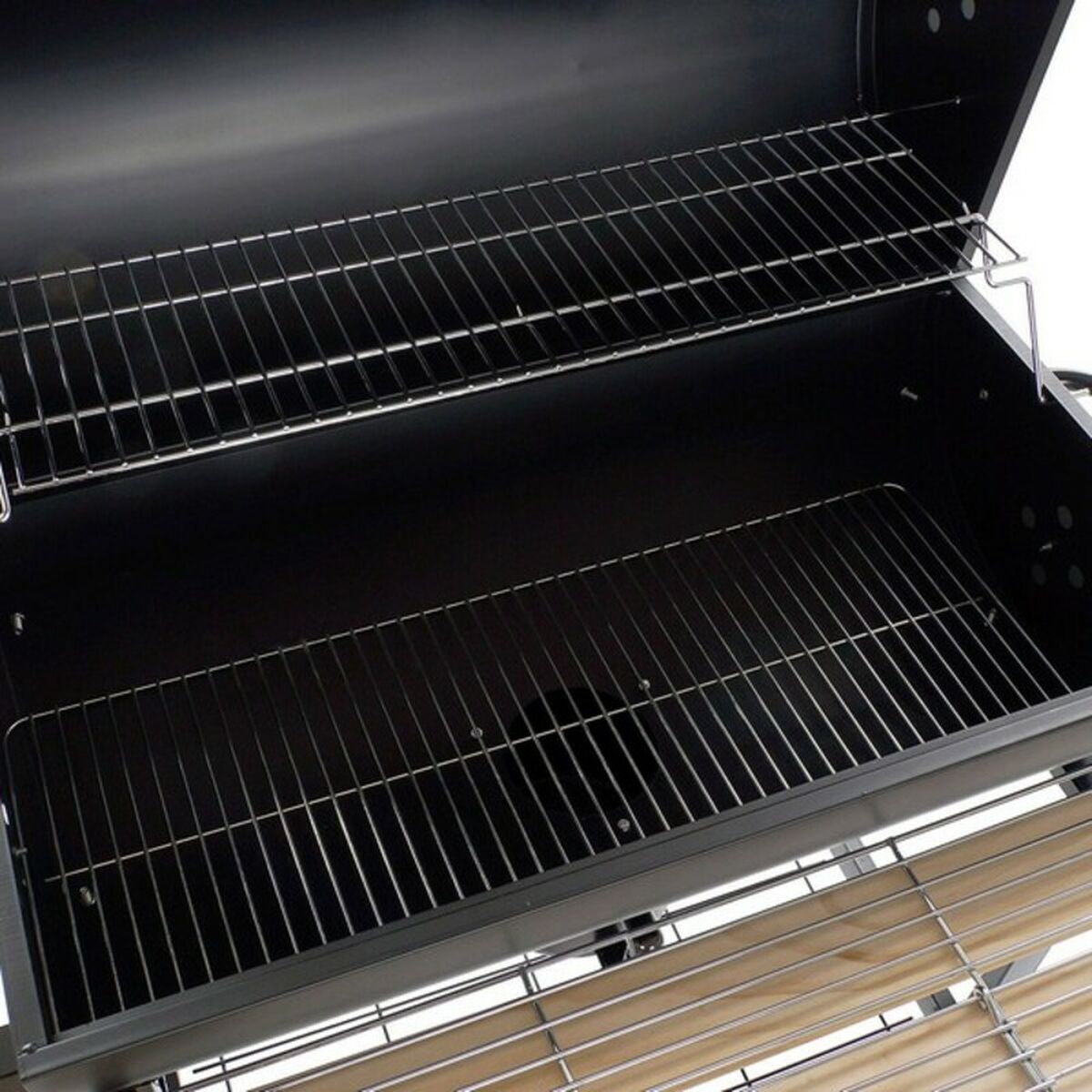 Barbecue à Charbon avec Couvercle et Roulettes DKD Home Decor Noir Naturel Bois Métal Acier 108 x 71 x 103 cm