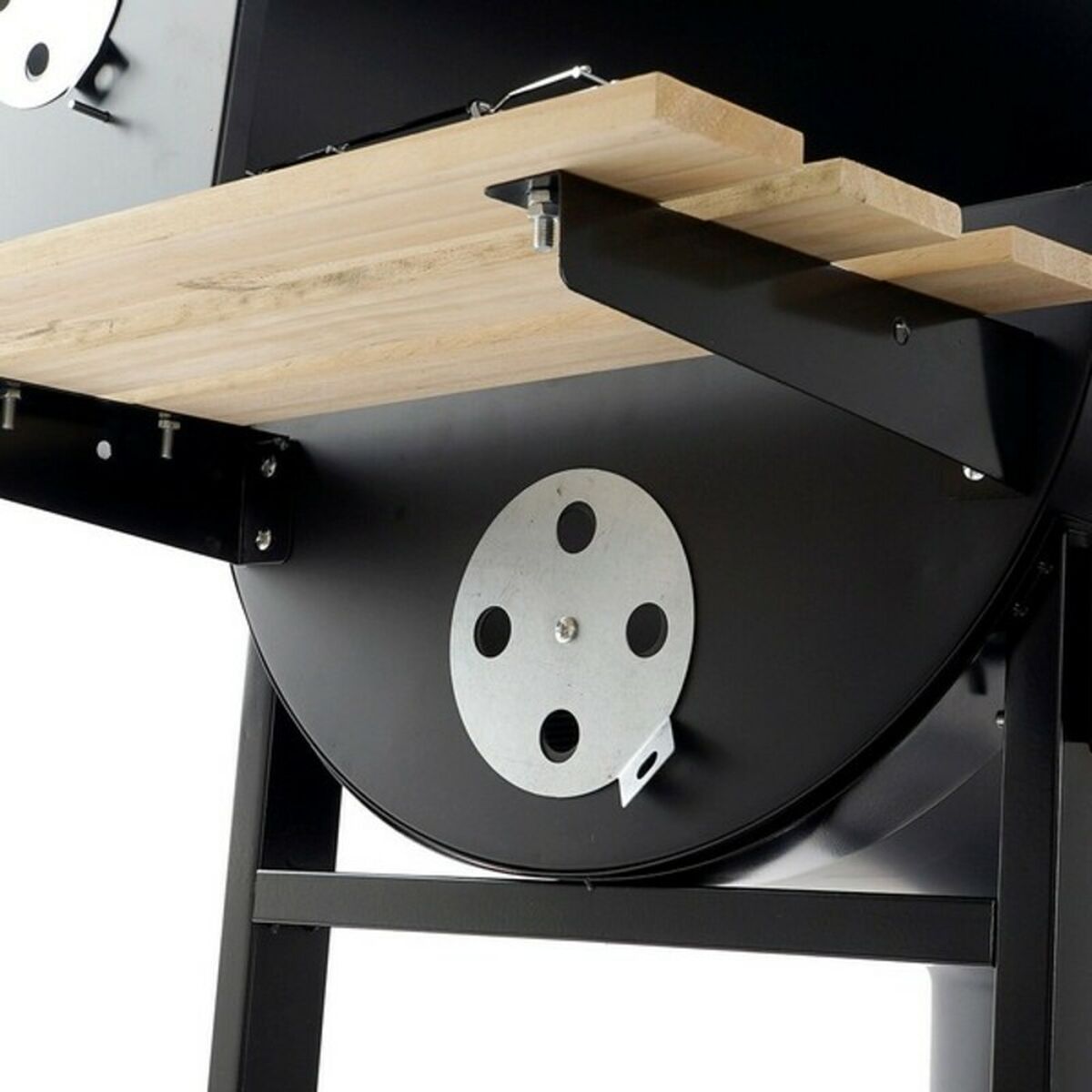Barbecue à Charbon avec Couvercle et Roulettes DKD Home Decor Noir Naturel Bois Métal Acier 108 x 71 x 103 cm