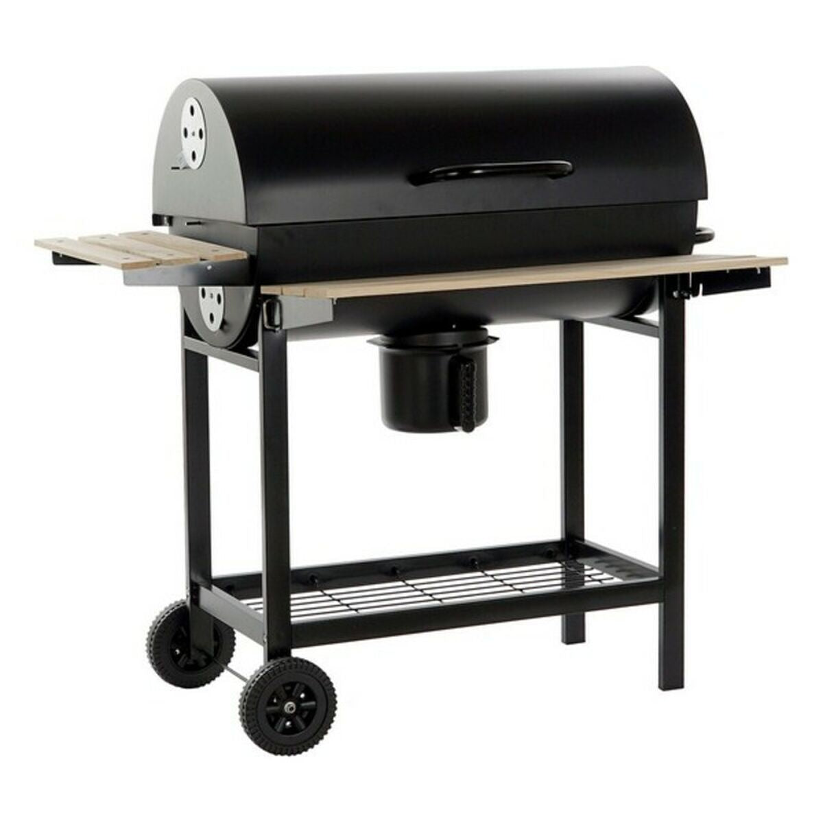 Barbecue à Charbon avec Couvercle et Roulettes DKD Home Decor Noir Naturel Bois Métal Acier 108 x 71 x 103 cm