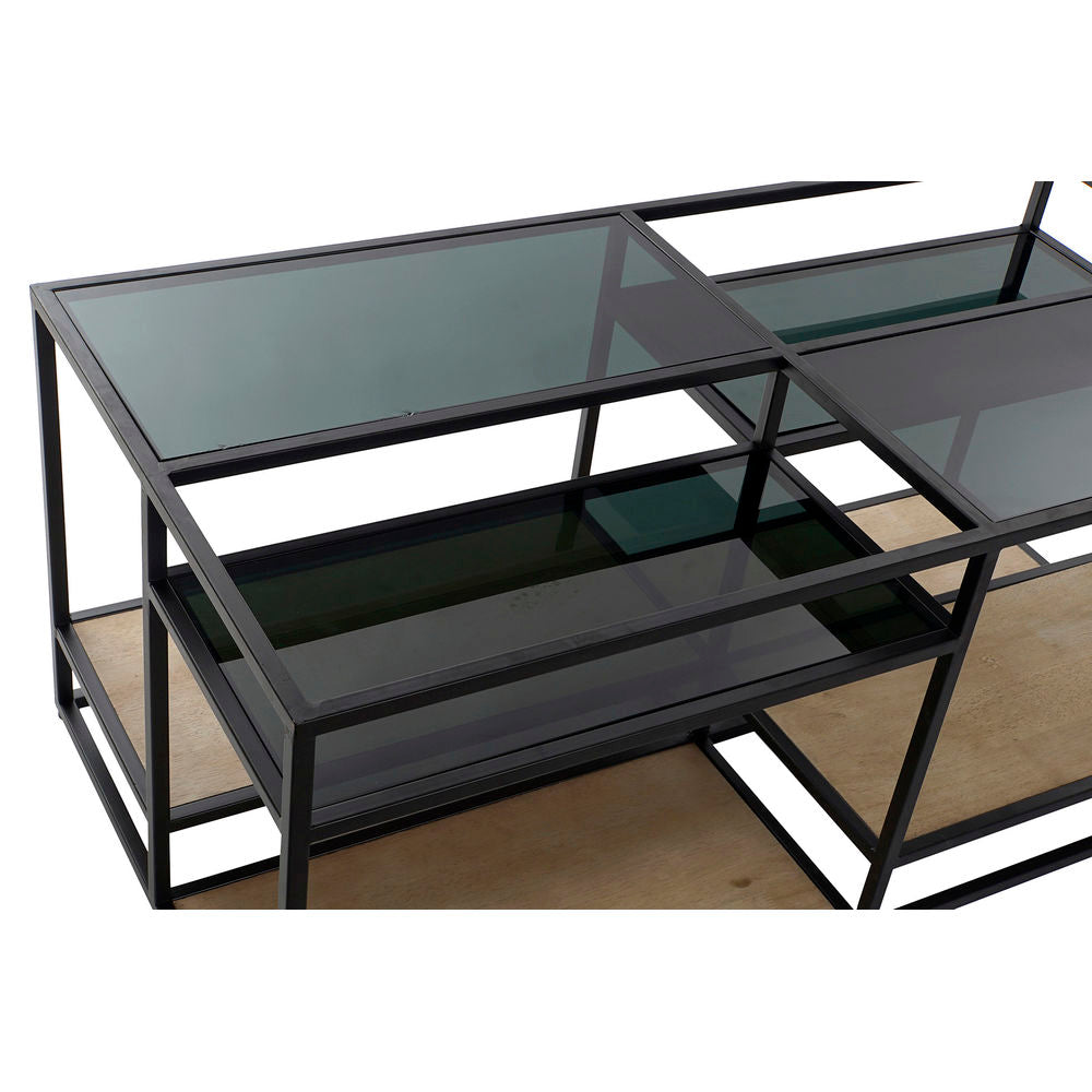 Table Basse DKD Home Decor 8424001787234 Noir Multicouleur Naturel Bois Métal Miroir 120 x 60 x 50 cm