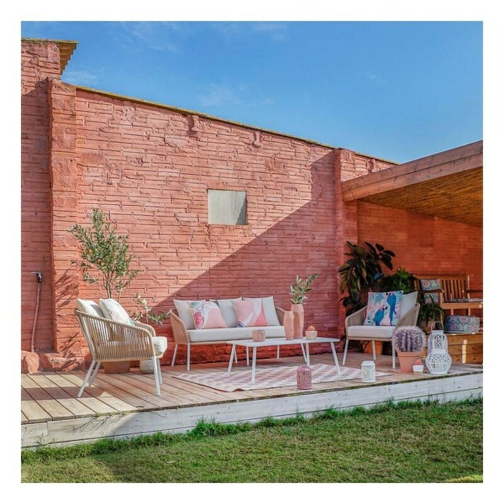 Canapé de jardin DKD Home Decor MB-179038 Blanc Beige 151,5 x 72 x 70 cm Jardin