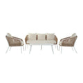 Canapé de jardin DKD Home Decor MB-179038 Blanc Beige 151,5 x 72 x 70 cm Jardin