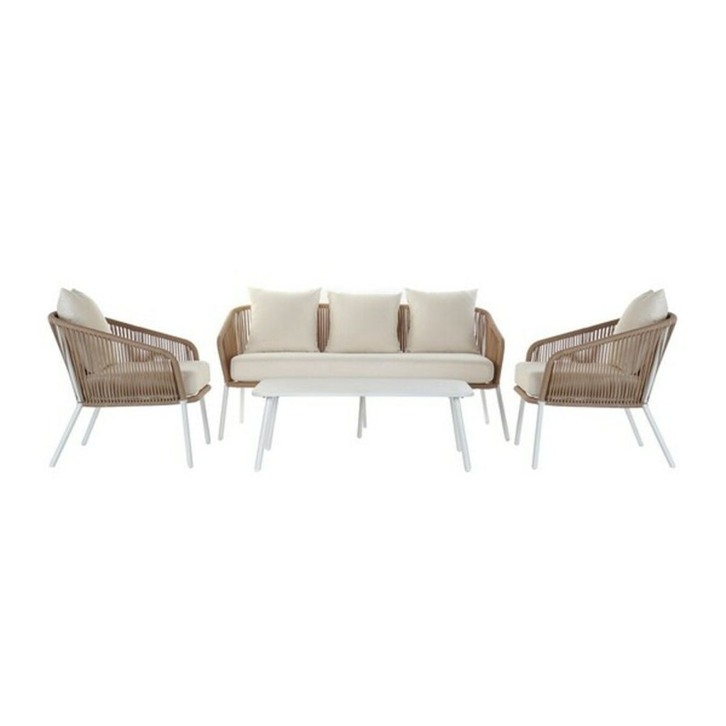 Canapé de jardin DKD Home Decor MB-179038 Blanc Beige 151,5 x 72 x 70 cm Jardin