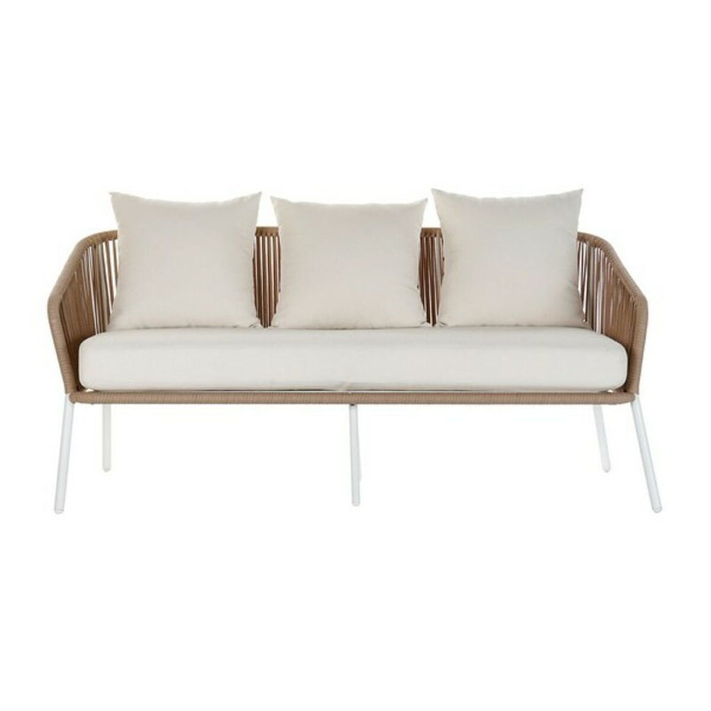Canapé de jardin DKD Home Decor MB-179038 Blanc Beige 151,5 x 72 x 70 cm Jardin