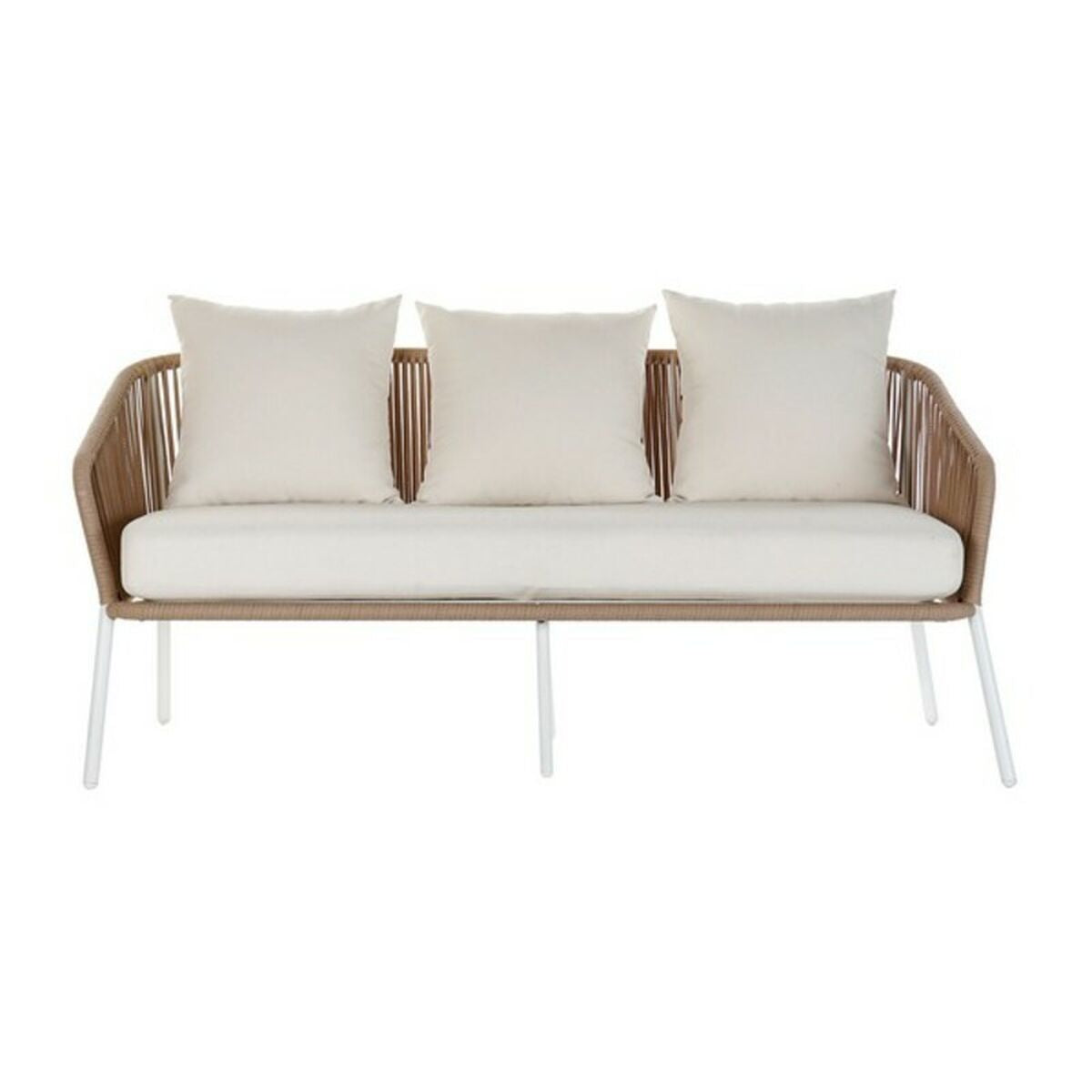 Canapé de jardin DKD Home Decor MB-179038 Blanc Beige 151,5 x 72 x 70 cm Jardin