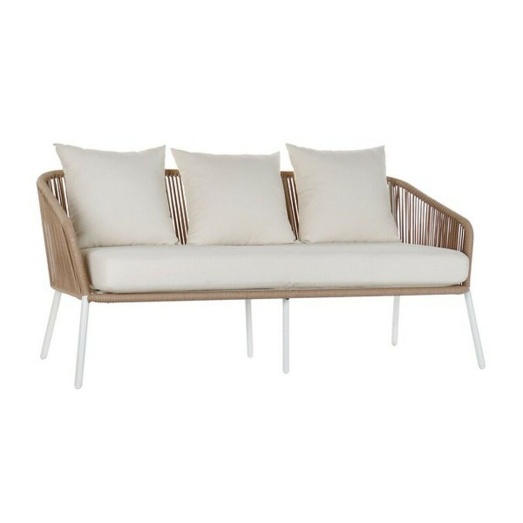 Canapé de jardin DKD Home Decor MB-179038 Blanc Beige 151,5 x 72 x 70 cm Jardin