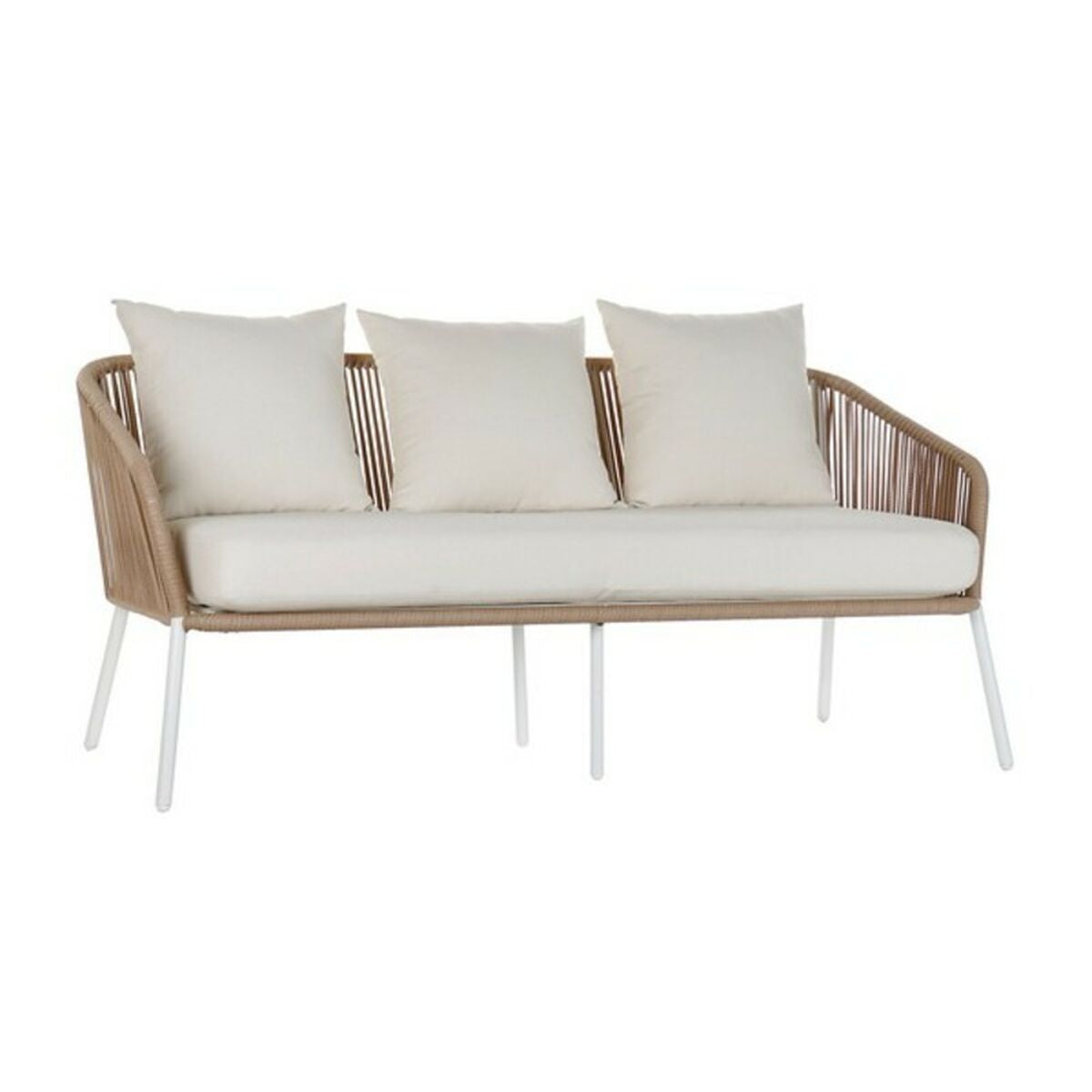 Canapé de jardin DKD Home Decor MB-179038 Blanc Beige 151,5 x 72 x 70 cm Jardin