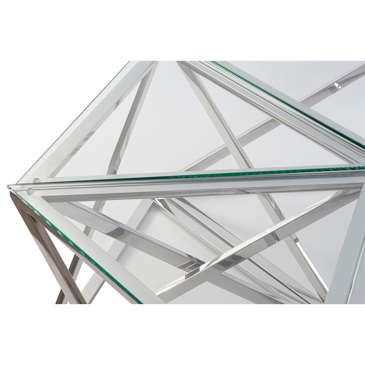 Table Basse DKD Home Decor Argenté Verre Acier Plastique 137,5 x 120,5 x 46 cm