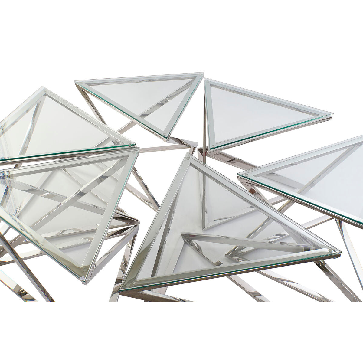 Table Basse DKD Home Decor Argenté Verre Acier Plastique 137,5 x 120,5 x 46 cm