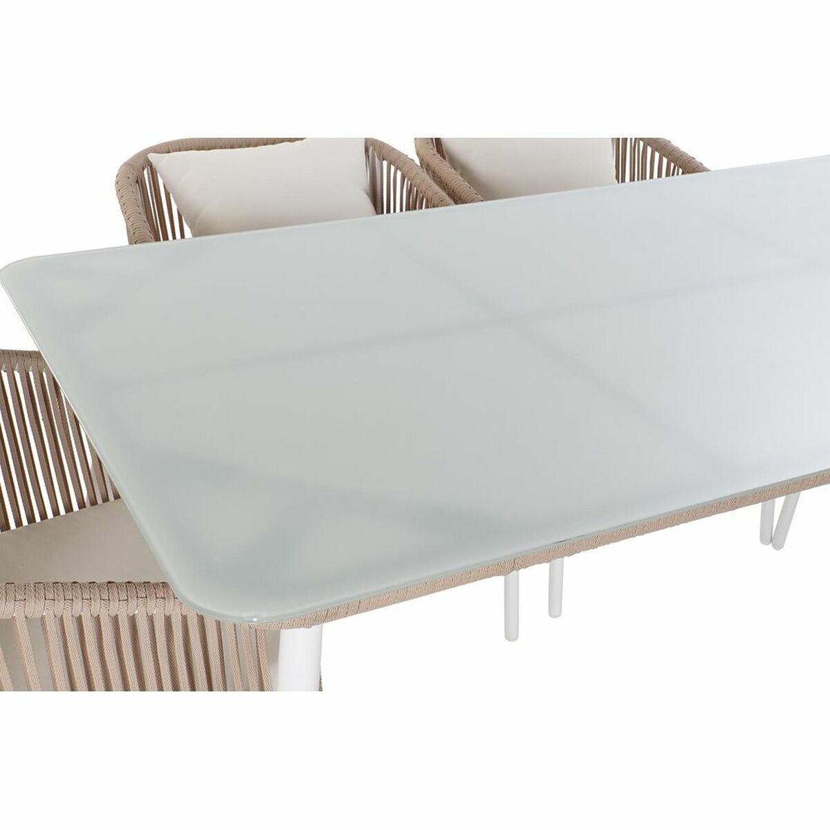 Ensemble Table + Chaises DKD Home Decor Beige 78 cm 163 x 95 x 6 cm