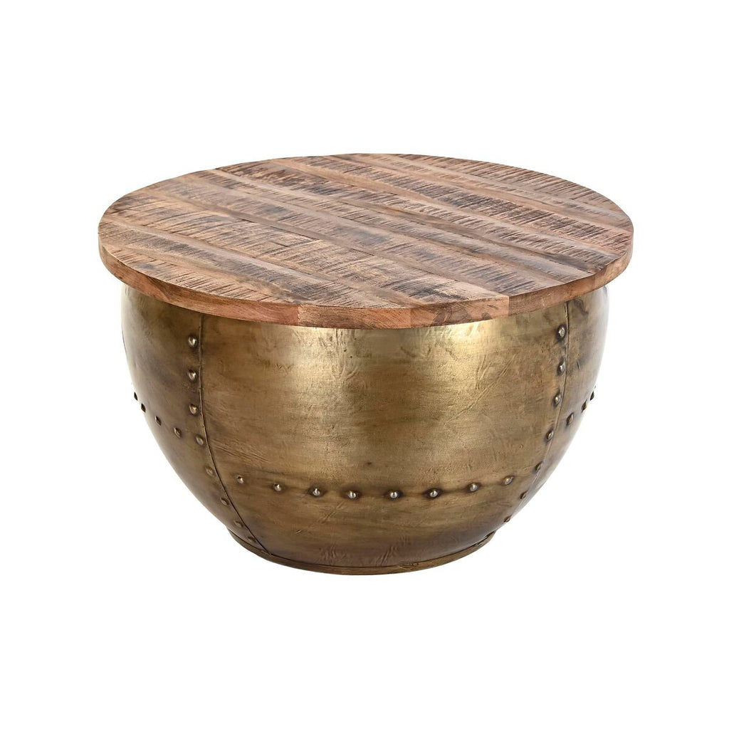 Table Basse DKD Home Decor Glamour Marron Doré Métal Bois de manguier 68 x 68 x 44 cm