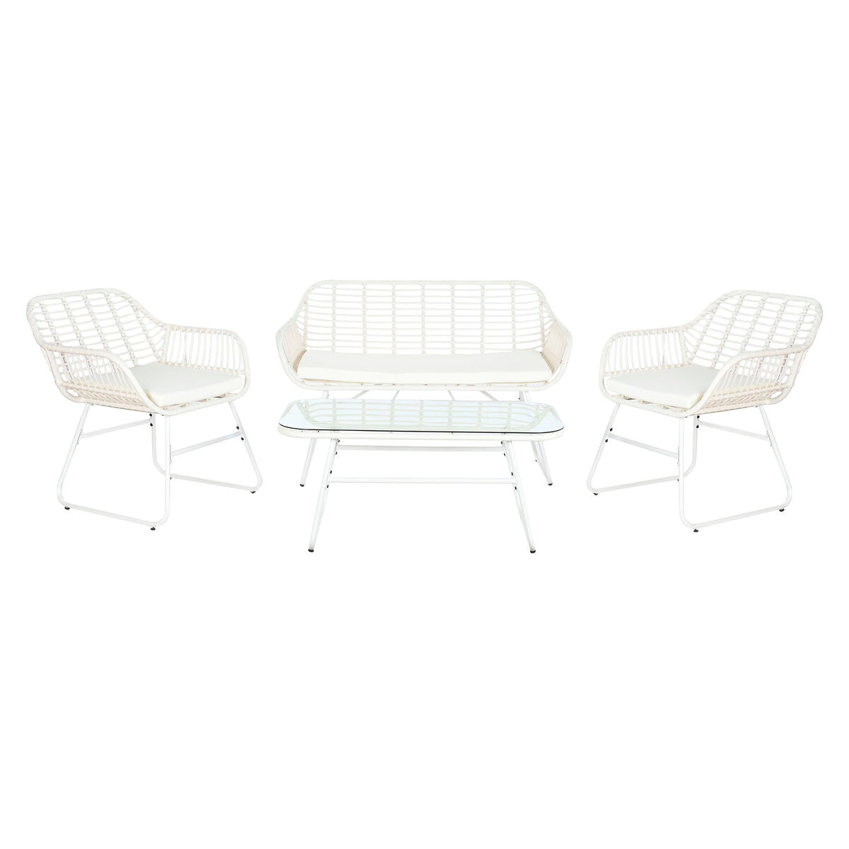 Meubles de jardin DKD Home Decor Blanc 124 x 74 x 84 cm (4 Pièces)