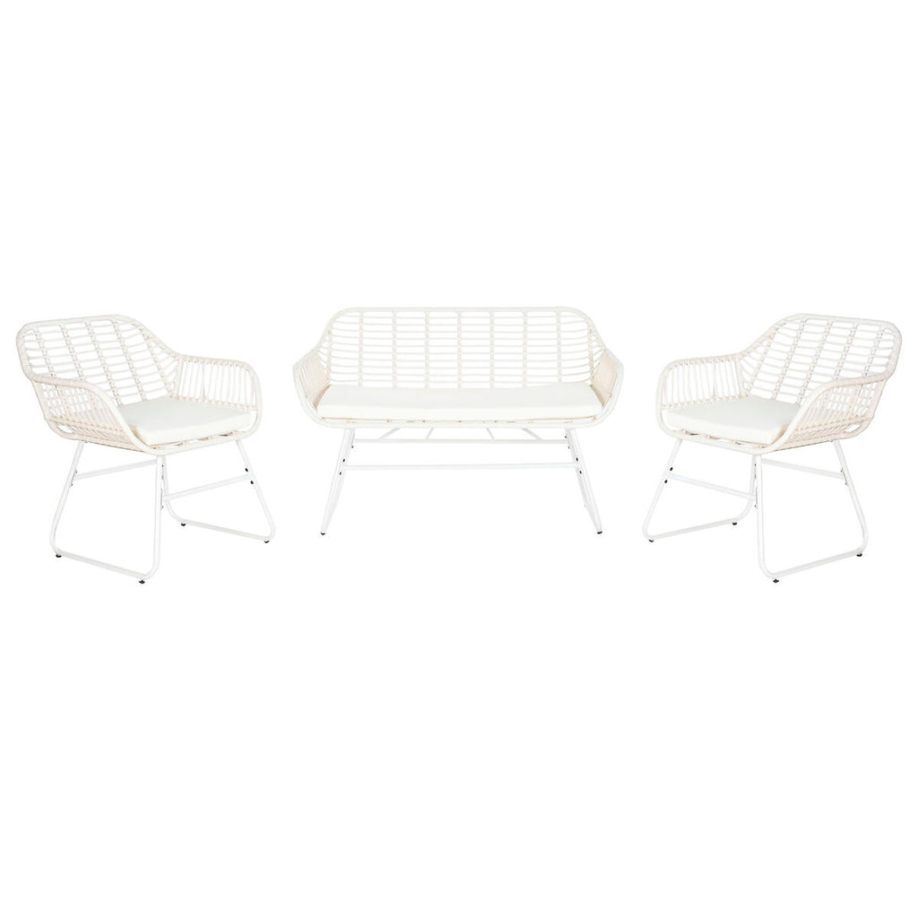 Meubles de jardin DKD Home Decor Blanc 124 x 74 x 84 cm (4 Pièces)