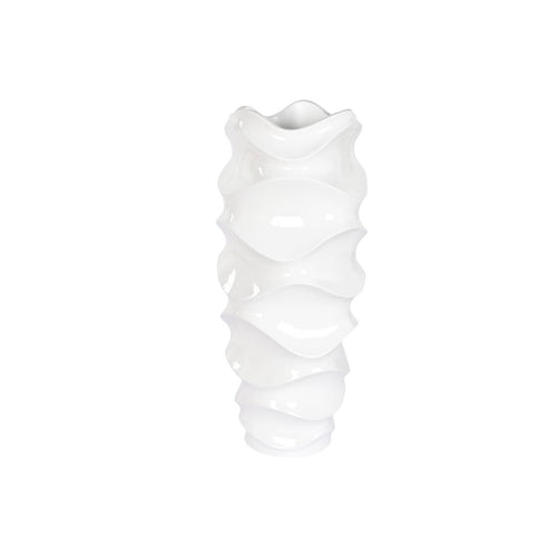 Cache-pot Home ESPRIT Blanc Fibre de Verre Ondes 44 x 44 x 101 cm