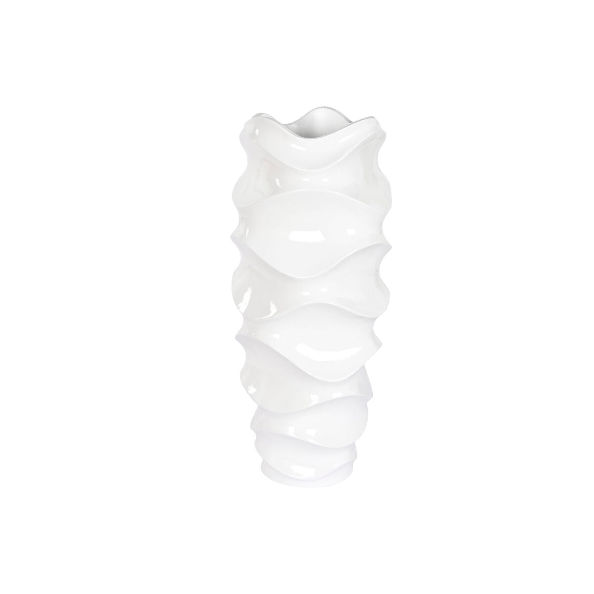 Cache-pot Home ESPRIT Blanc Fibre de Verre Ondes 44 x 44 x 101 cm