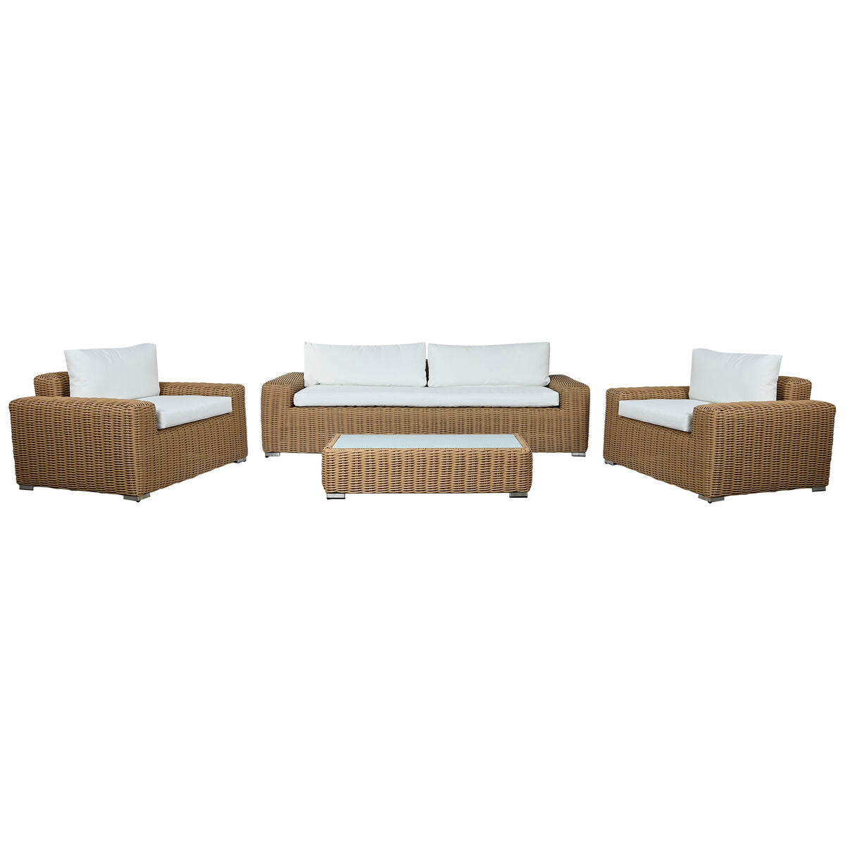 Meubles de jardin Home ESPRIT Blanc Marron Beige Marron Clair 248 x 85 x 80 cm 222 x 85 x 80 cm (4 Pièces)