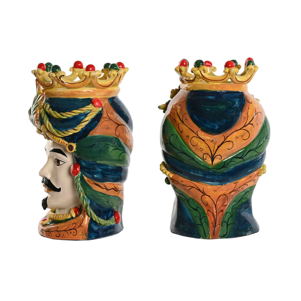 Cache-pot Home ESPRIT Vert Multicouleur Porcelaine 20 x 20 x 29 cm (2 Unités)