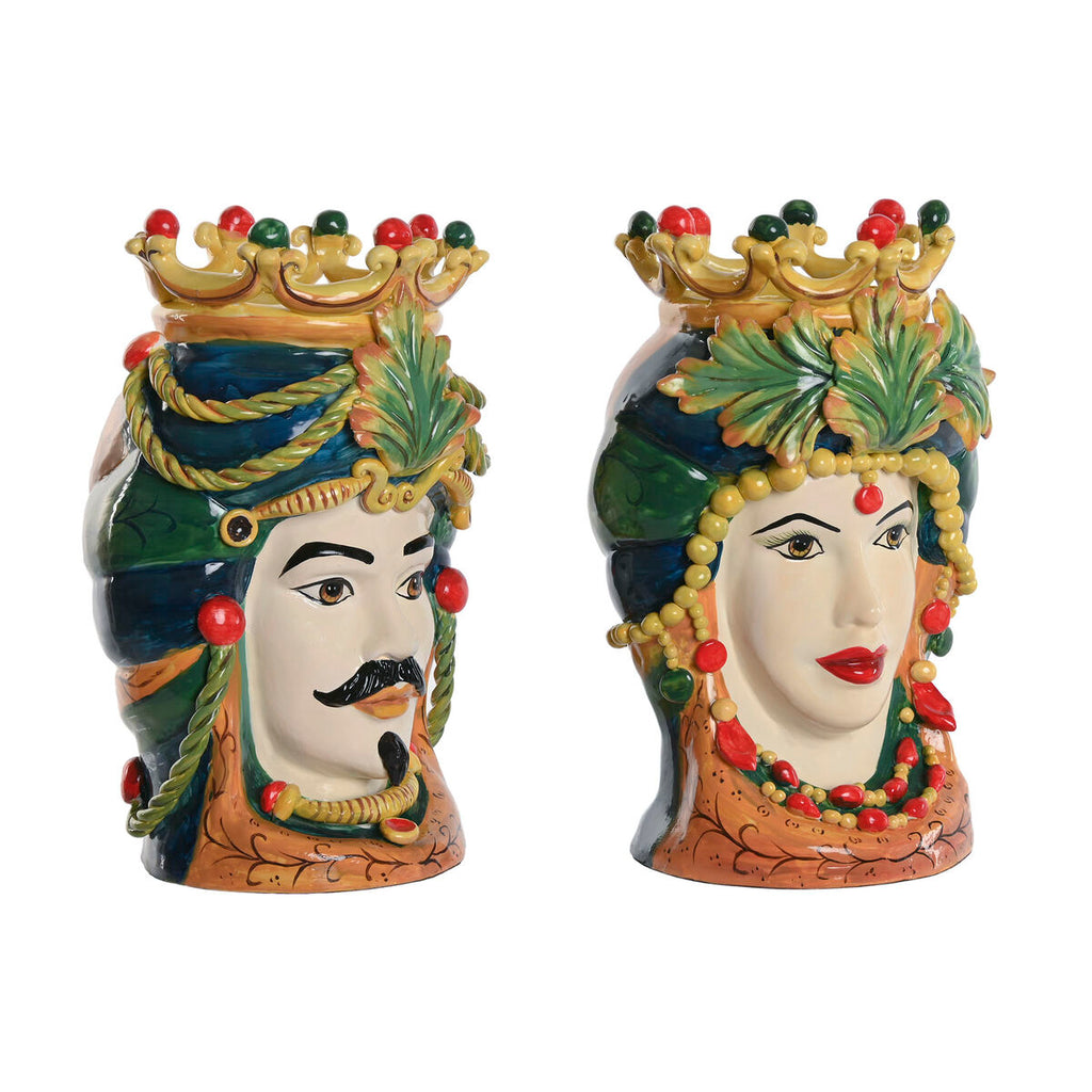 Cache-pot Home ESPRIT Vert Multicouleur Porcelaine 20 x 20 x 29 cm (2 Unités)