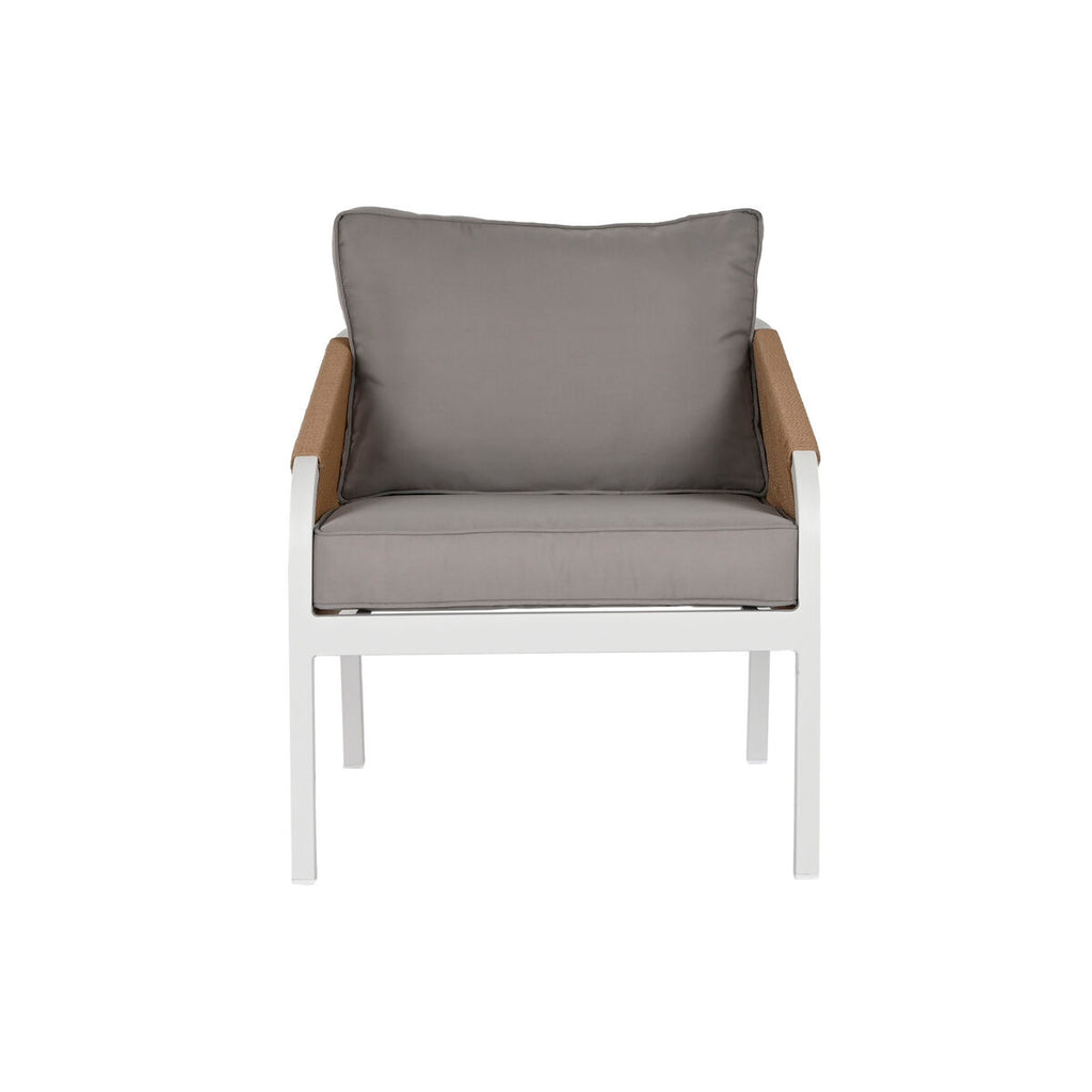 Ensemble Table avec 3 Sièges Home ESPRIT Blanc Naturel Gris clair 189 x 73 x 84 cm (4 Pièces)