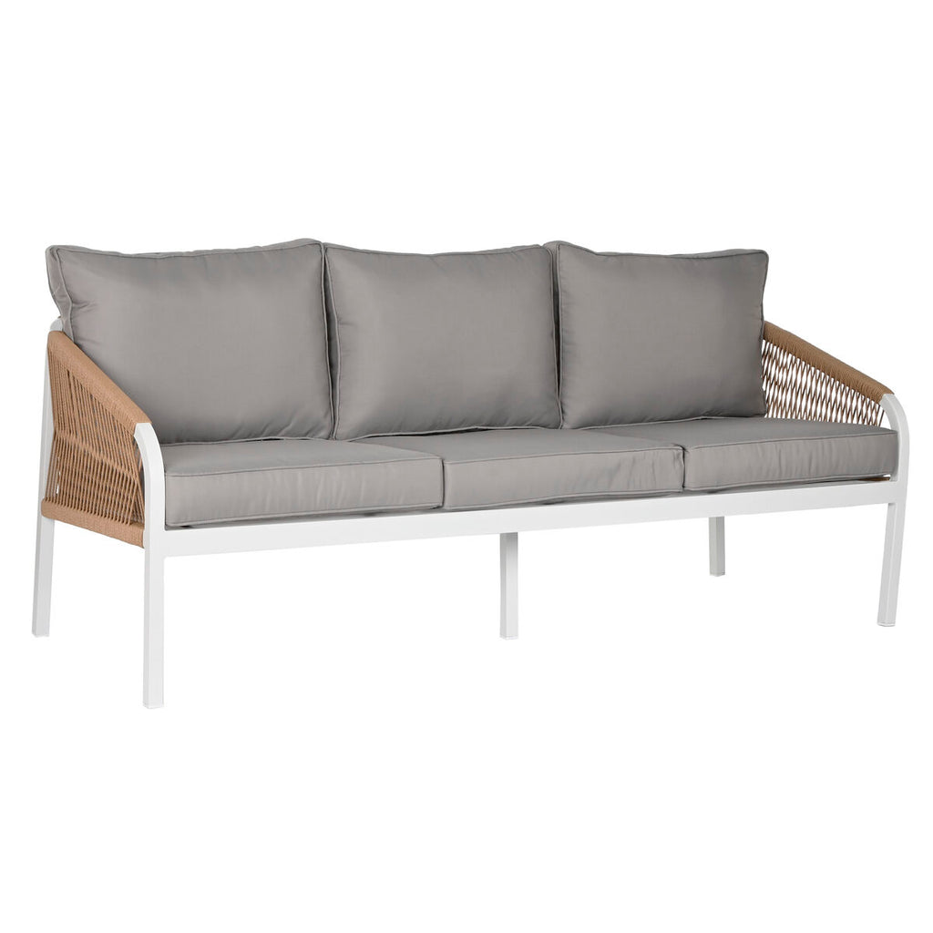 Ensemble Table avec 3 Sièges Home ESPRIT Blanc Naturel Gris clair 189 x 73 x 84 cm (4 Pièces)